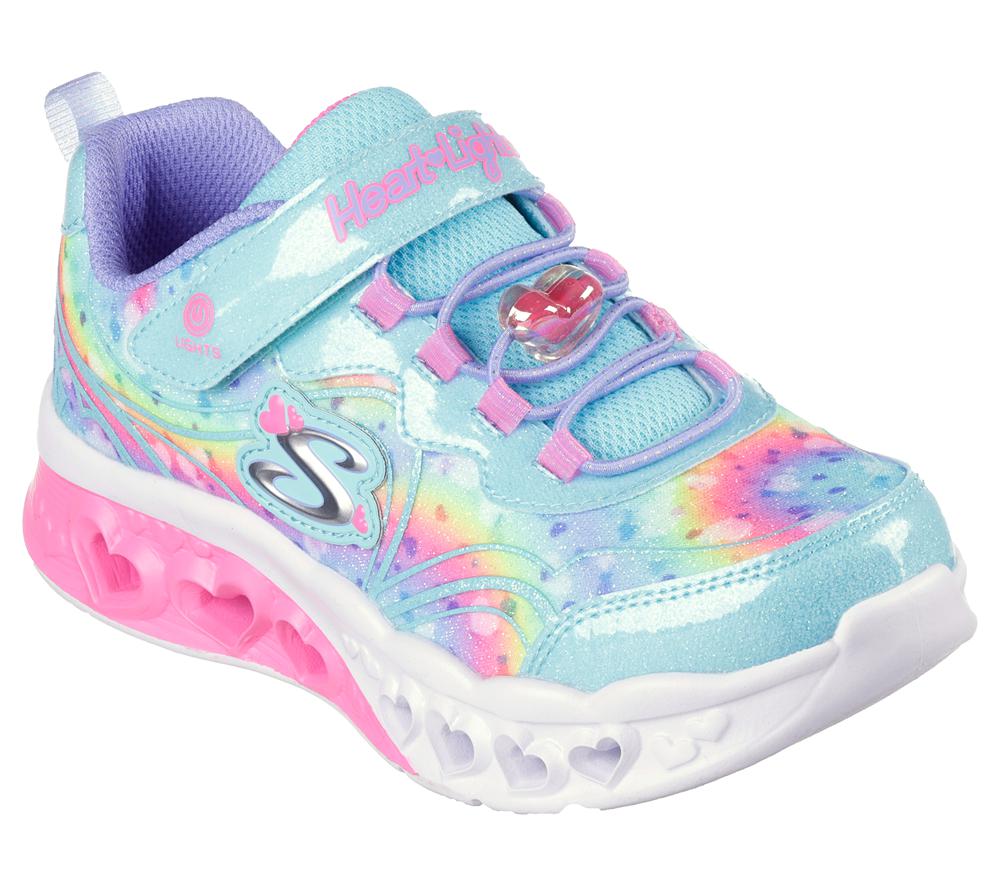 Girls's Skechers Flutter Heart Lights - Groovy Swirl Light Up Sneakers Turquoise / Hot Pink  USA |  4056-NHMCU