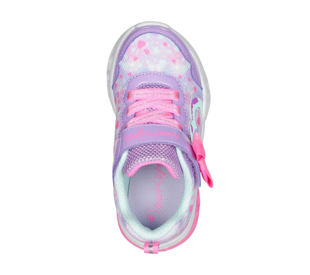 Girls's Skechers Flutter Heart Lights - Kind Spirit Sneakers Lavender / Hot Pink  USA |  4128-DOTEZ