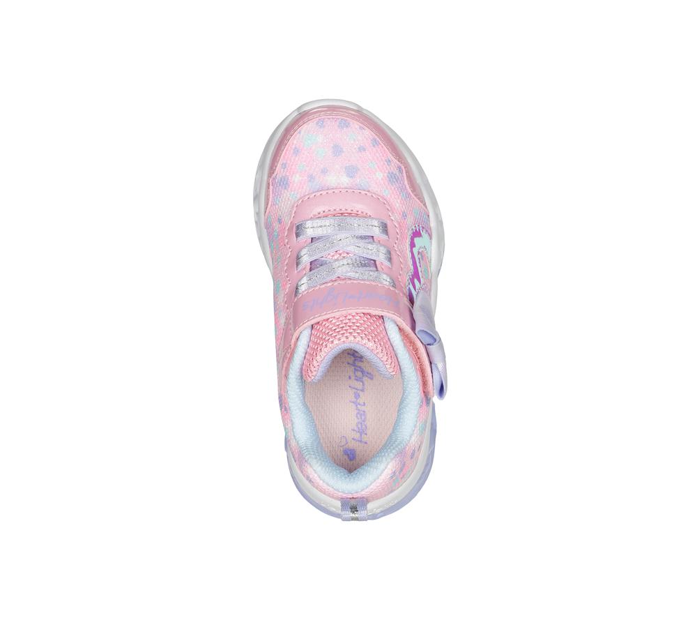 Girls's Skechers Flutter Heart Lights - Kind Spirit Light Up Sneakers Pink / Lavender  USA |  4286-LOMPD