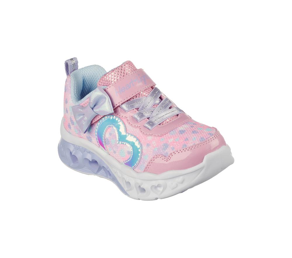 Girls's Skechers Flutter Heart Lights - Kind Spirit Light Up Sneakers Pink / Lavender  USA |  4286-LOMPD