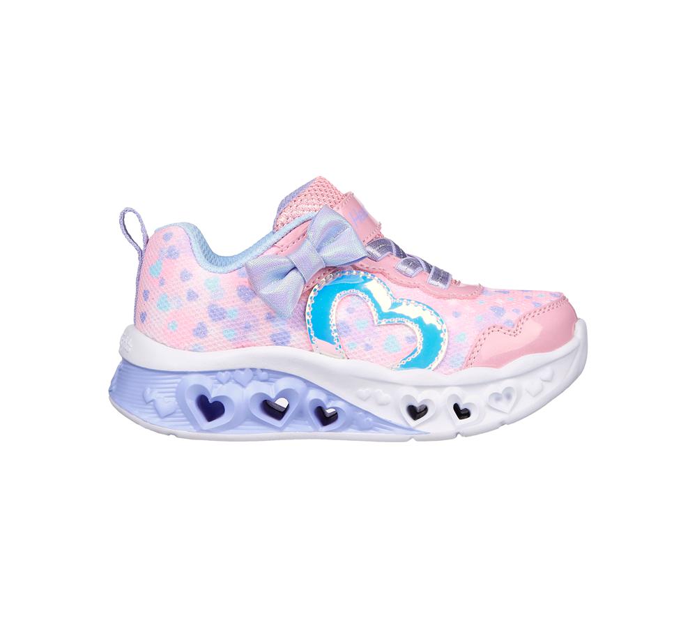 Girls\'s Skechers Flutter Heart Lights - Kind Spirit Light Up Sneakers Pink / Lavender  USA |  4286-LOMPD