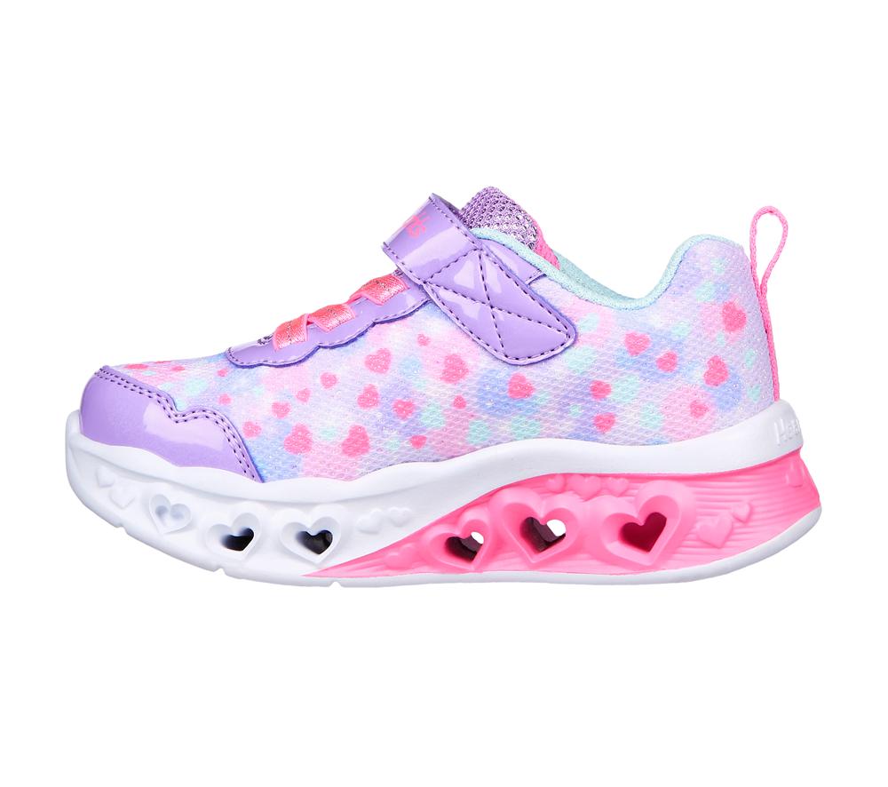 Girls's Skechers Flutter Heart Lights - Kind Spirit Light Up Sneakers Lavender / Hot Pink  USA |  7392-FDGLA