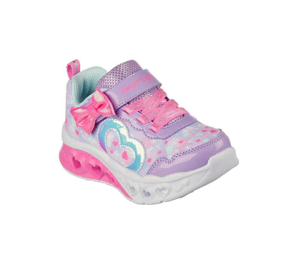 Girls's Skechers Flutter Heart Lights - Kind Spirit Light Up Sneakers Lavender / Hot Pink  USA |  7392-FDGLA