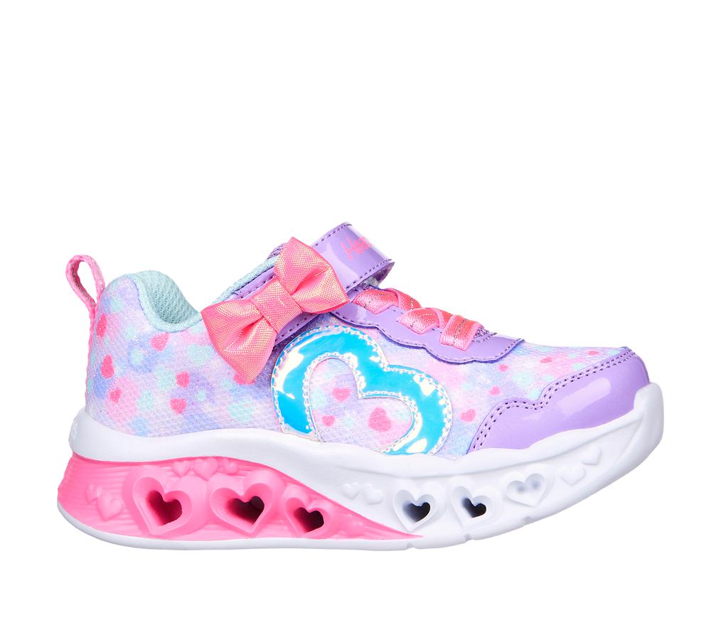 Girls\'s Skechers Flutter Heart Lights - Kind Spirit Light Up Sneakers Lavender / Hot Pink  USA |  7392-FDGLA