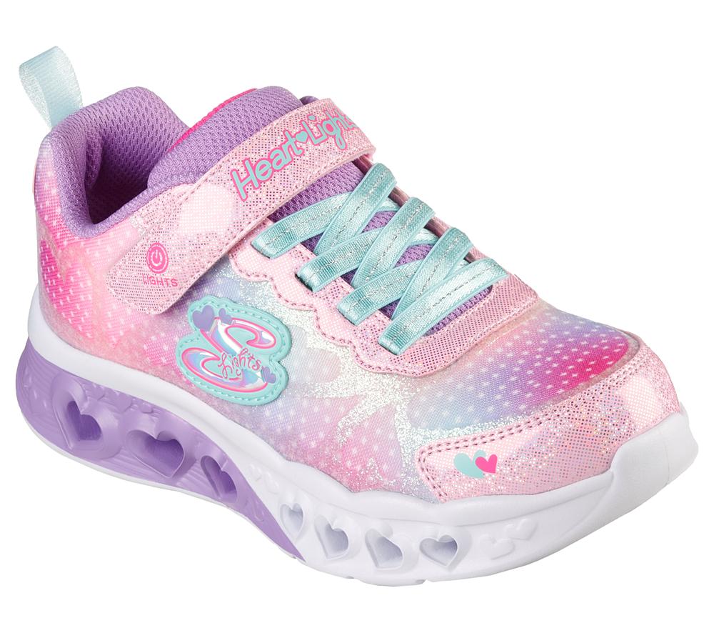 Girls's Skechers Flutter Heart Lights - Simply Love Light Up Sneakers Pink / Multicolor  USA |  5871-HQJBL