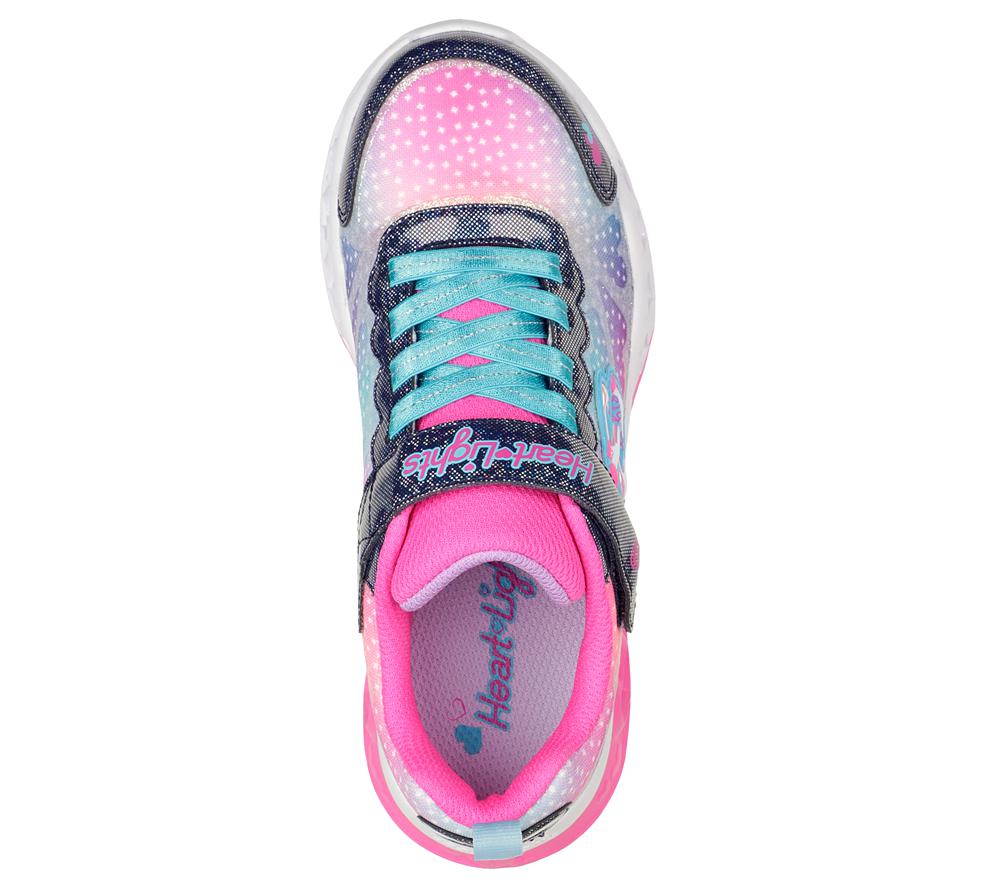 Girls's Skechers Flutter Heart Lights - Simply Love Light Up Sneakers Navy / Multicolor  USA |  3961-OTWHC