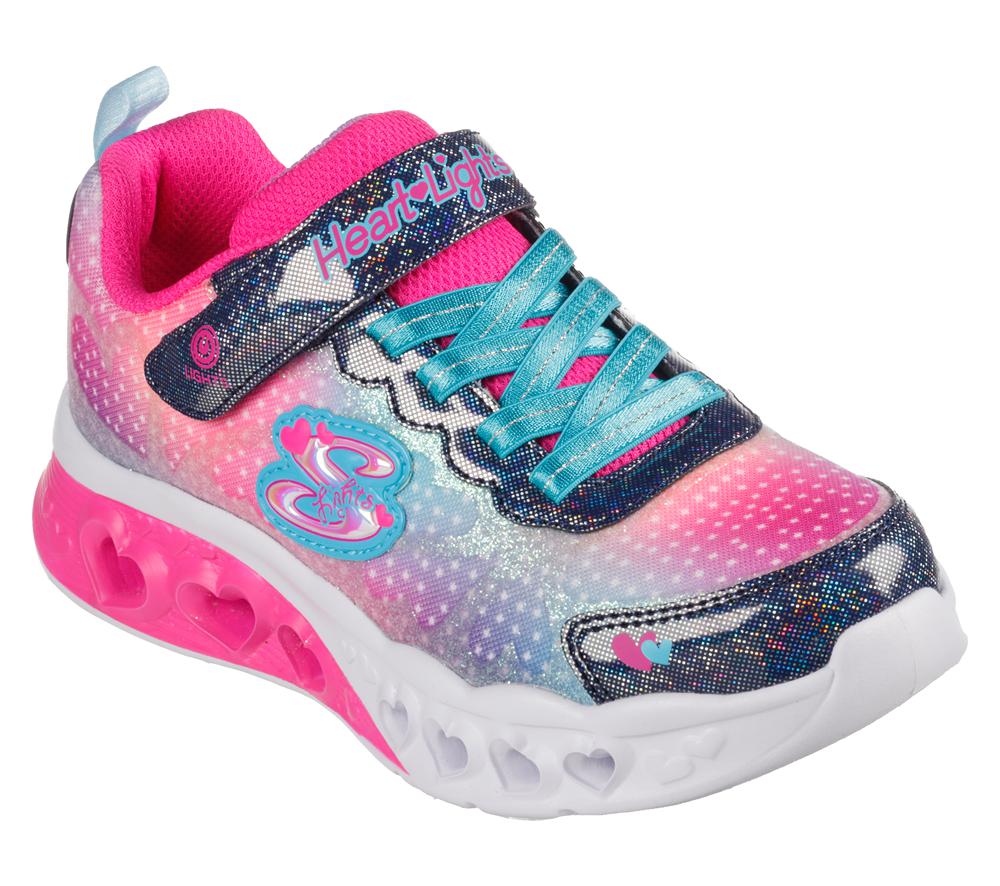 Girls's Skechers Flutter Heart Lights - Simply Love Light Up Sneakers Navy / Multicolor  USA |  3961-OTWHC