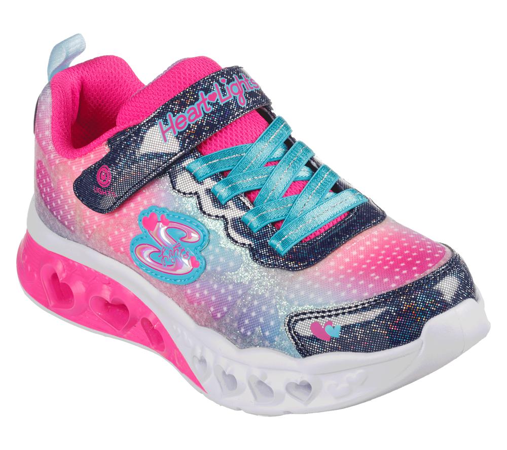 Girls\'s Skechers Flutter Heart Lights - Simply Love Light Up Sneakers Navy / Multicolor  USA |  3961-OTWHC