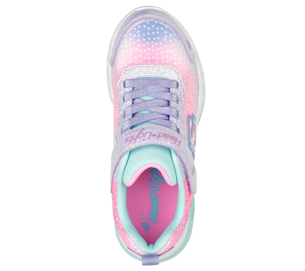 Girls's Skechers Flutter Heart Lights - Simply Love Light Up Sneakers Lavender / Multicolor  USA |  5314-OIAUJ
