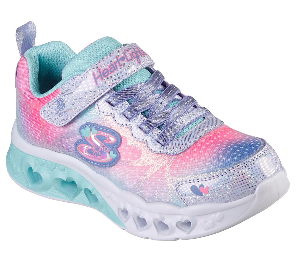 Girls's Skechers Flutter Heart Lights - Simply Love Light Up Sneakers Lavender / Multicolor  USA |  5314-OIAUJ
