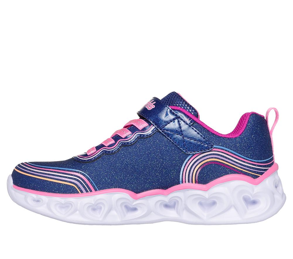 Girls's Skechers Heart Lights - Retro Hearts Sneakers Navy / Multicolor  USA |  3958-MVBWY