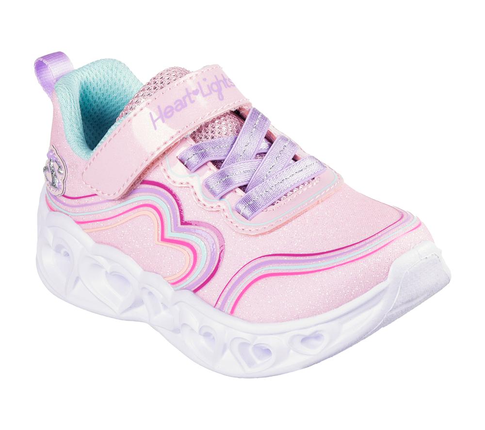 Girls's Skechers Heart Lights - Retro Hearts Light Up Sneakers Light Pink  USA |  2834-PTRDZ