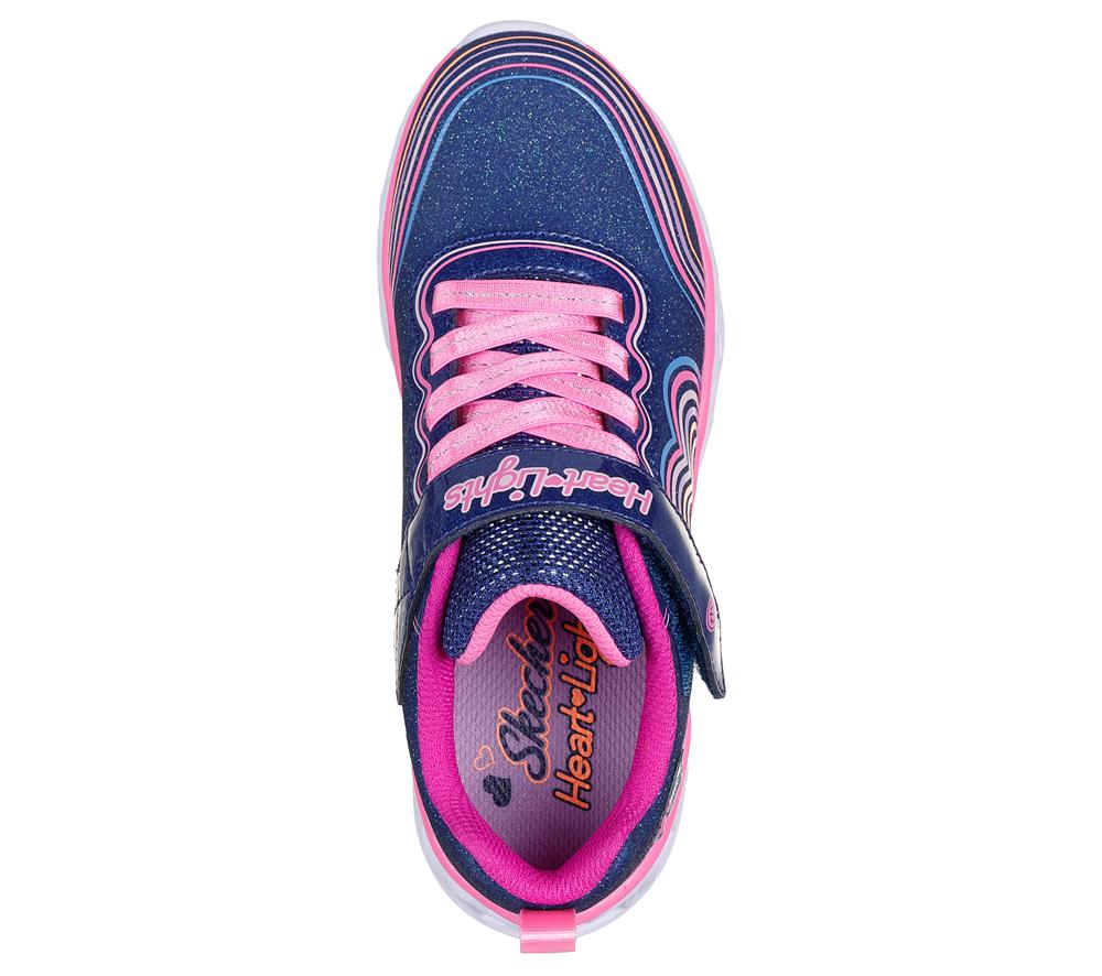 Girls's Skechers Heart Lights - Retro Hearts Light Up Sneakers Navy / Multicolor  USA |  4869-HVKPJ