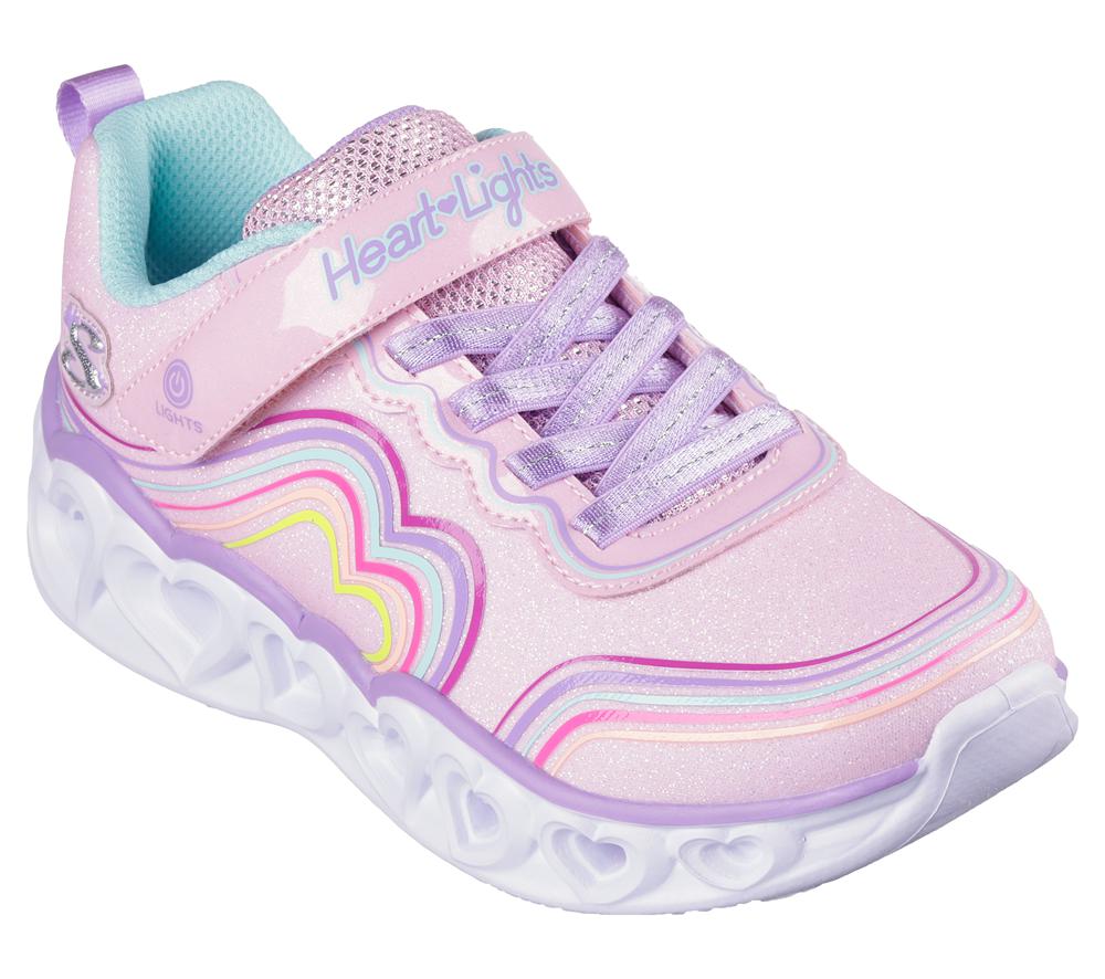 Girls's Skechers Heart Lights - Retro Hearts Light Up Sneakers Light Pink  USA |  7534-NPRYA