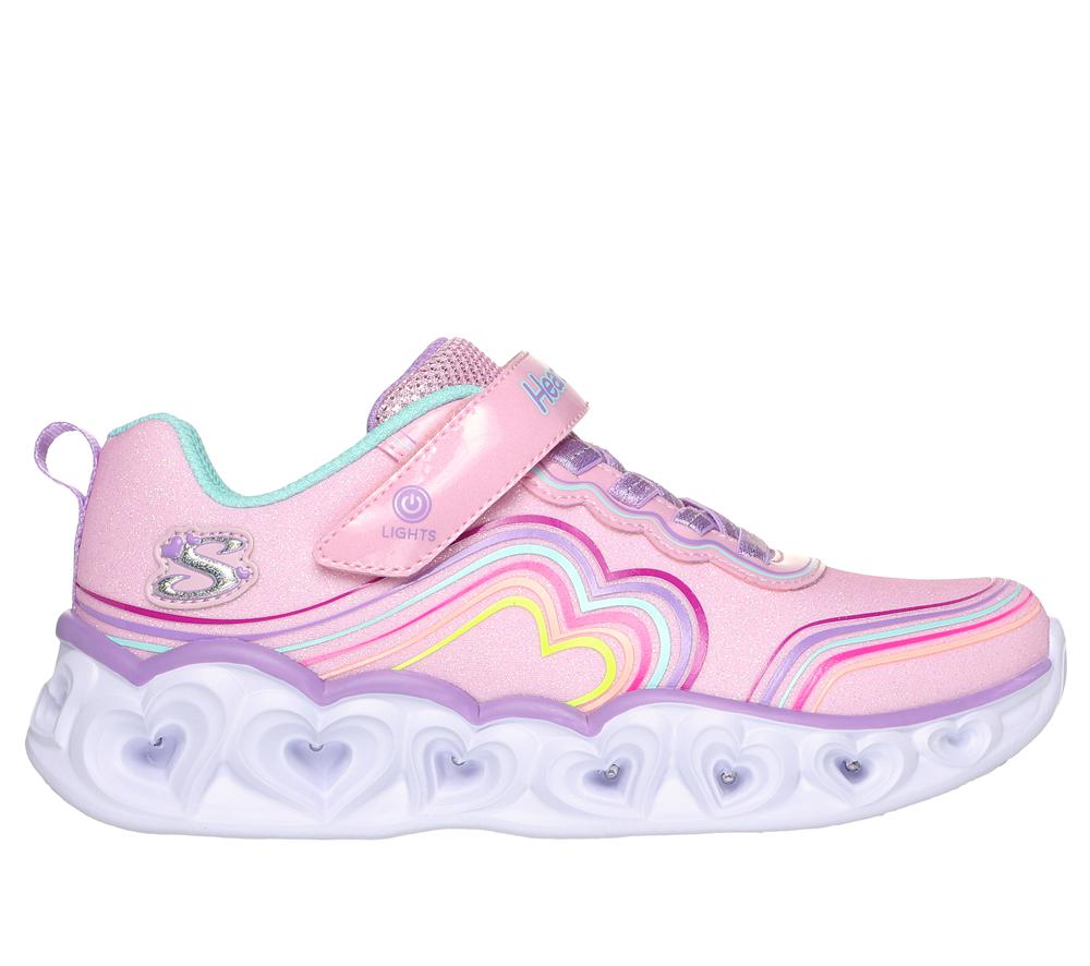 Girls\'s Skechers Heart Lights - Retro Hearts Light Up Sneakers Light Pink  USA |  7534-NPRYA