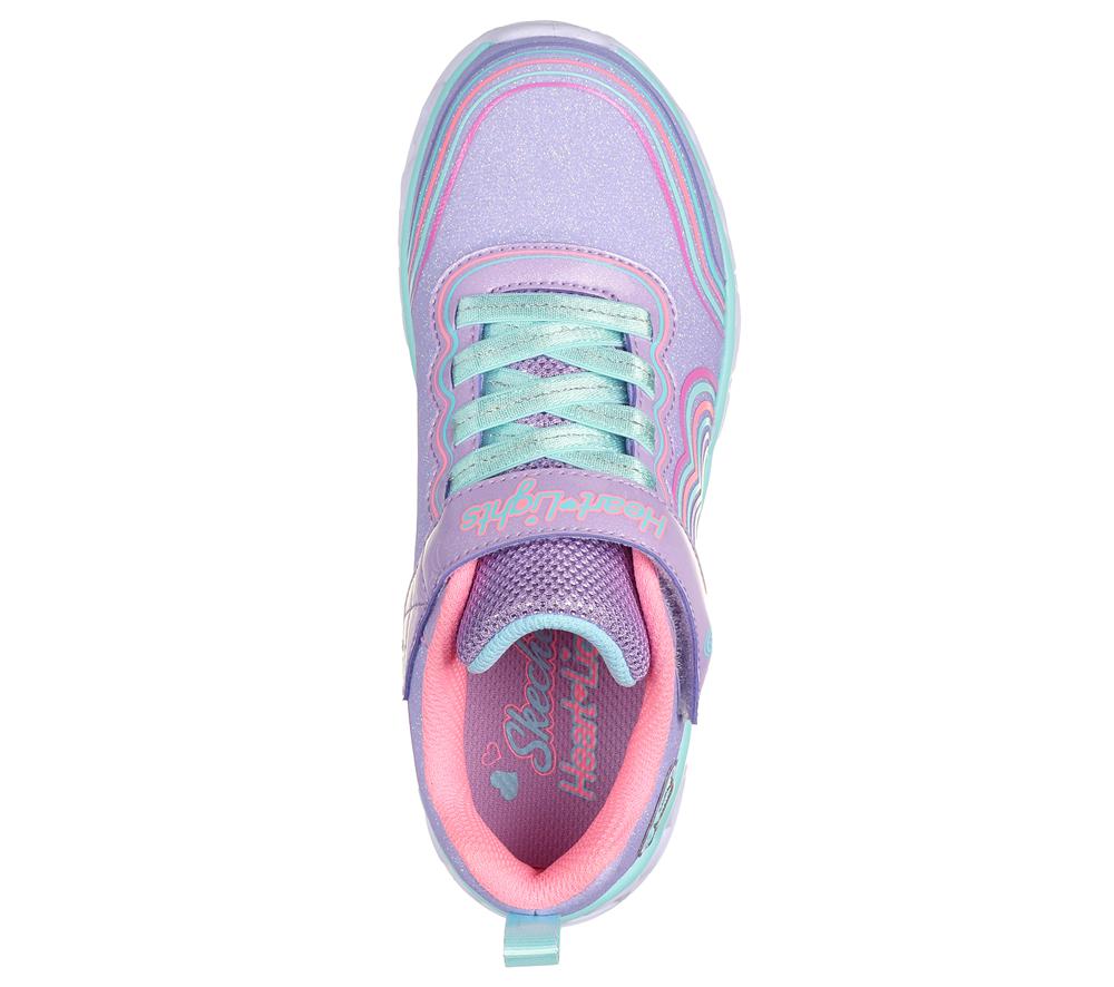 Girls's Skechers Heart Lights - Retro Hearts Light Up Sneakers Lavender / Multicolor  USA |  5384-ZCKQO