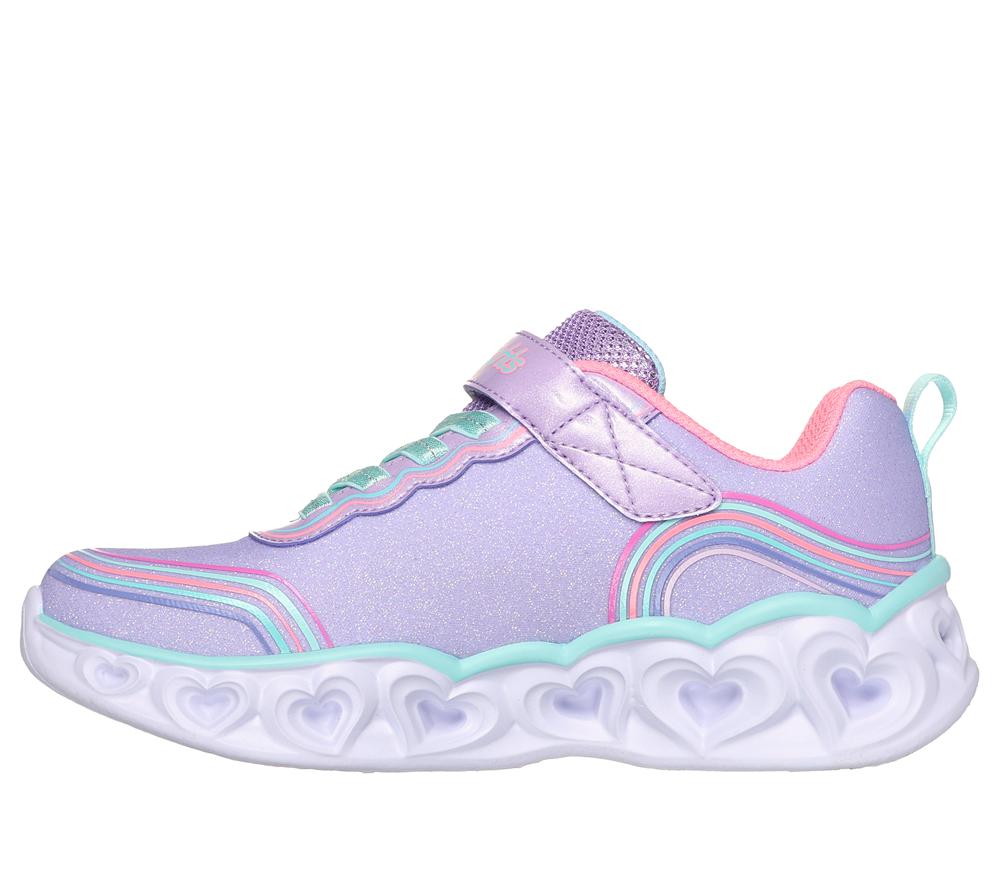 Girls's Skechers Heart Lights - Retro Hearts Light Up Sneakers Lavender / Multicolor  USA |  5384-ZCKQO