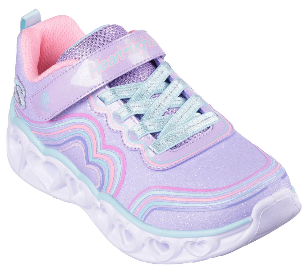 Girls's Skechers Heart Lights - Retro Hearts Light Up Sneakers Lavender / Multicolor  USA |  5384-ZCKQO