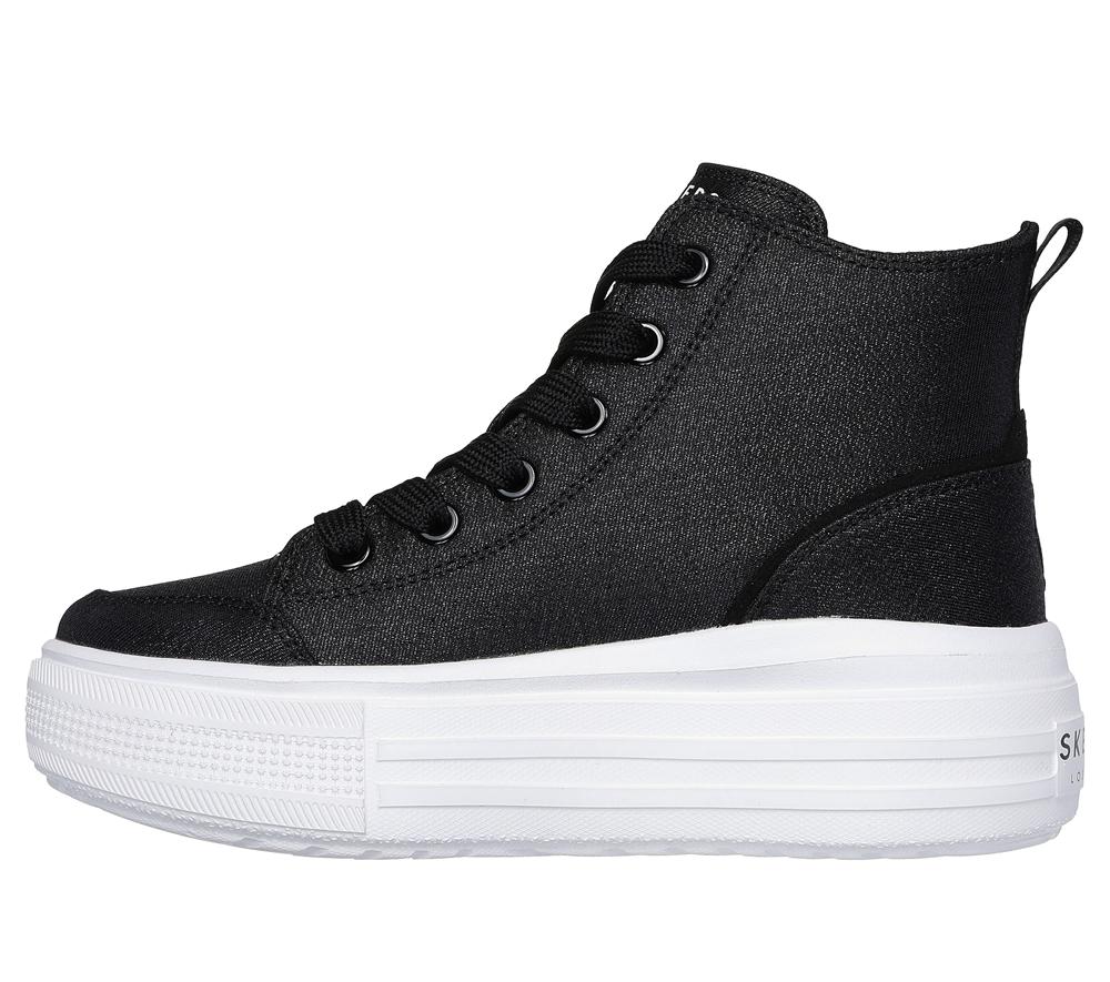 Girls's Skechers Hyperlift Lace Up Shoes Black  USA |  9567-MOIGR