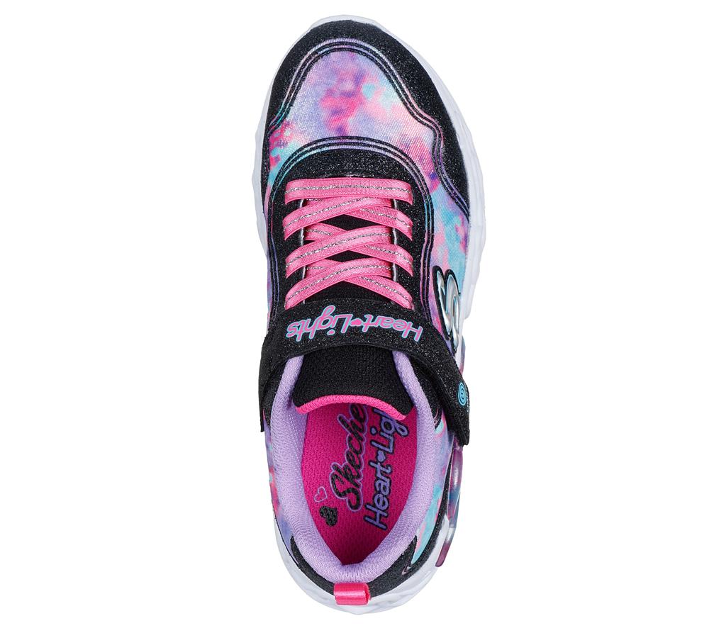 Girls's Skechers Infinite Heart Lights - Color Lovin Sneakers Black / Multicolor  USA |  6837-WODJP