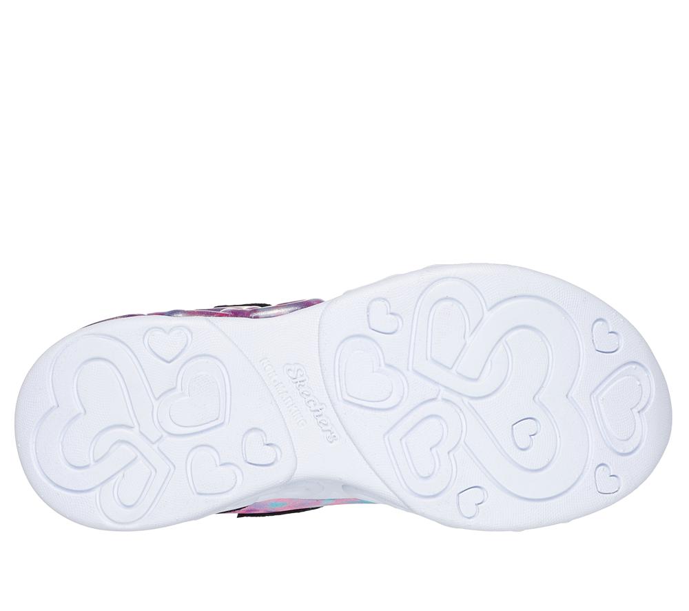 Girls's Skechers Infinite Heart Lights - Color Lovin Sneakers Black / Multicolor  USA |  6837-WODJP
