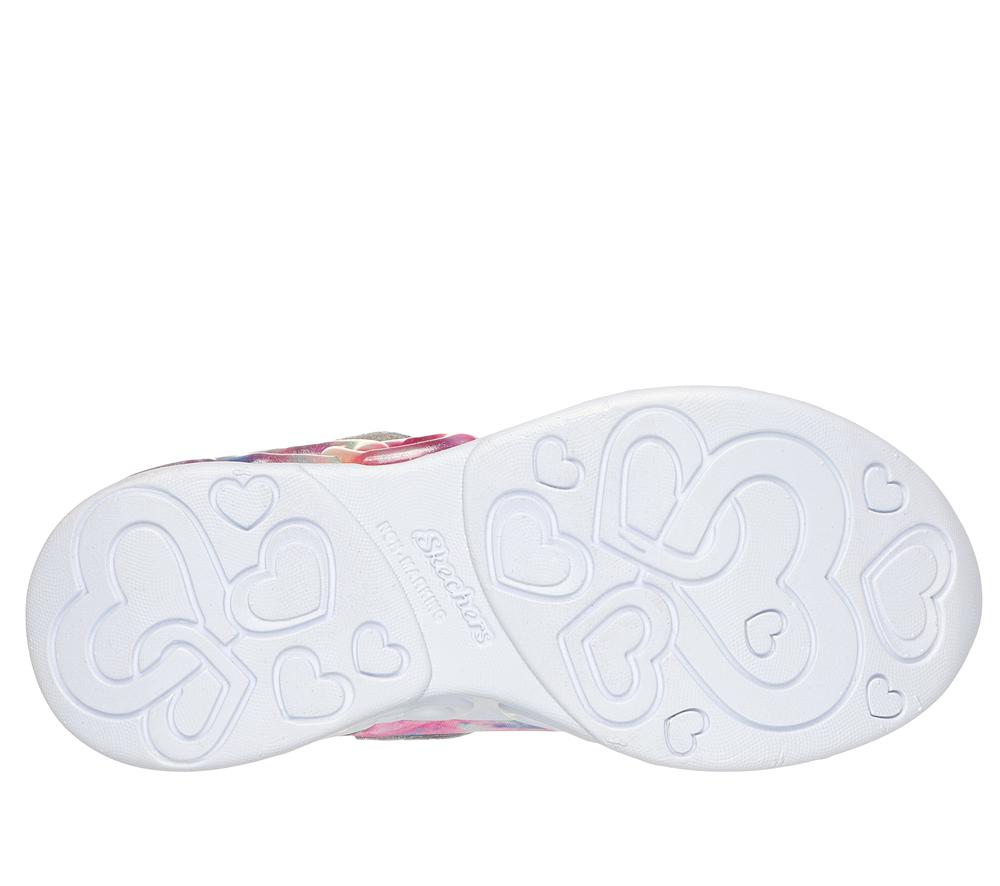Girls's Skechers Infinite Heart Lights - Color Lovin Light Up Sneakers Silver / Multi  USA |  3196-IXGVP