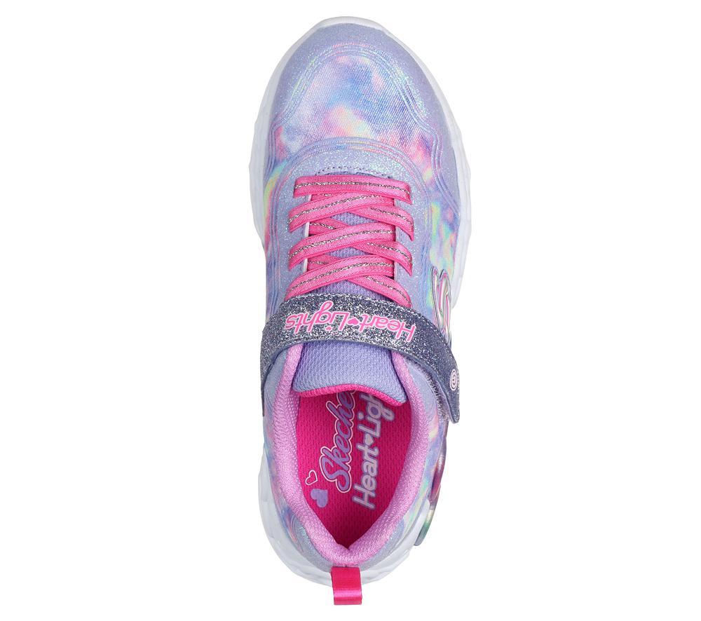 Girls's Skechers Infinite Heart Lights - Color Lovin Light Up Sneakers Lavender / Multicolor  USA |  2438-QSJFD