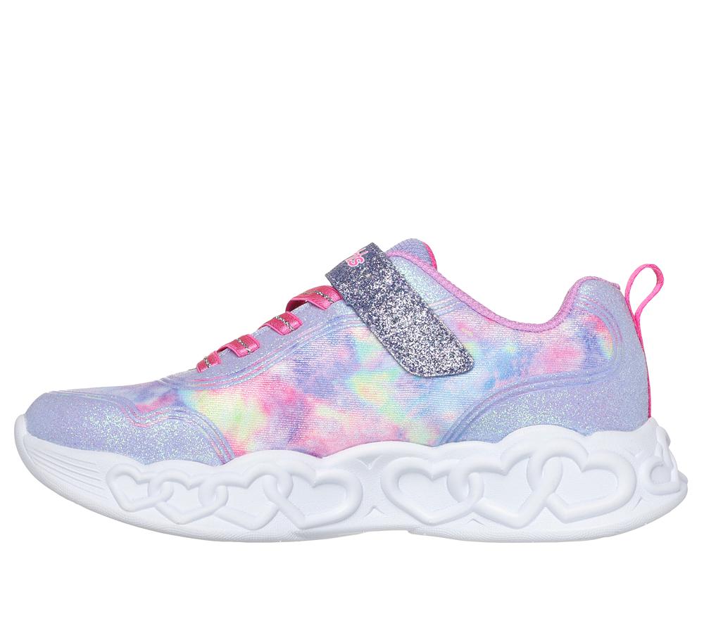 Girls's Skechers Infinite Heart Lights - Color Lovin Light Up Sneakers Lavender / Multicolor  USA |  2438-QSJFD