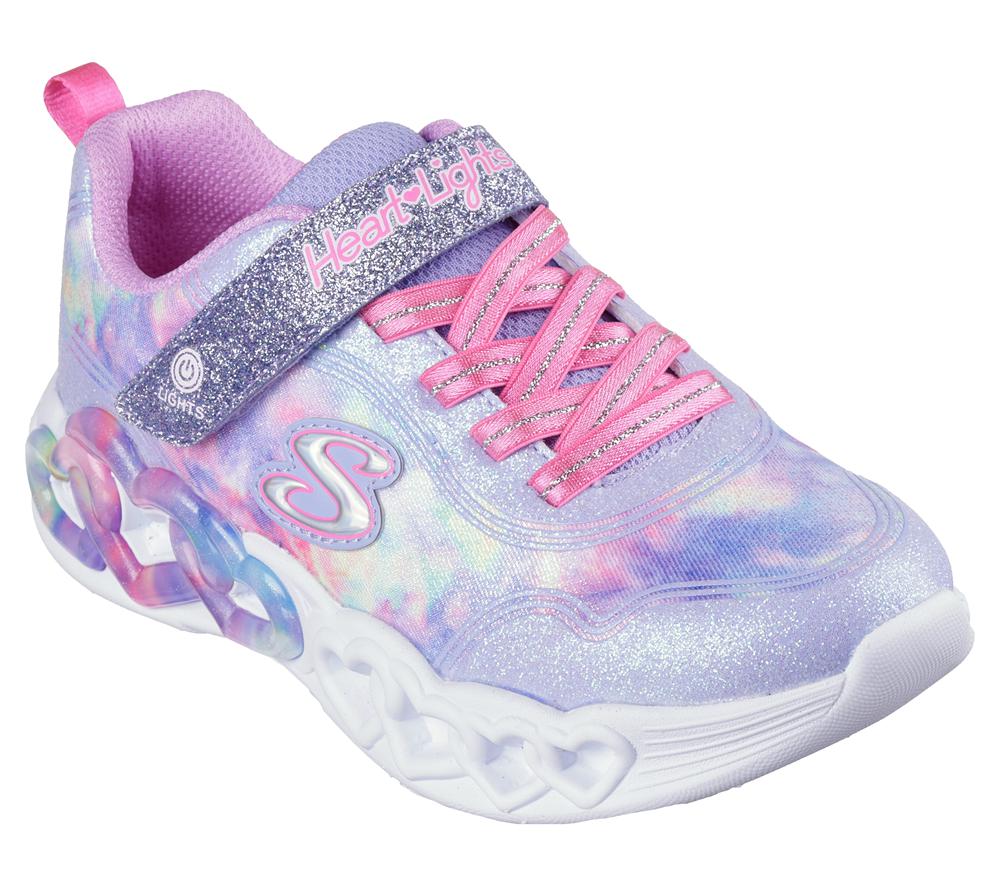 Girls's Skechers Infinite Heart Lights - Color Lovin Light Up Sneakers Lavender / Multicolor  USA |  2438-QSJFD