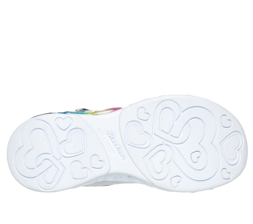 Girls's Skechers Infinite Heart Lights - Love Prism Light Up Sneakers Silver / Multi  USA |  8059-FSAWN