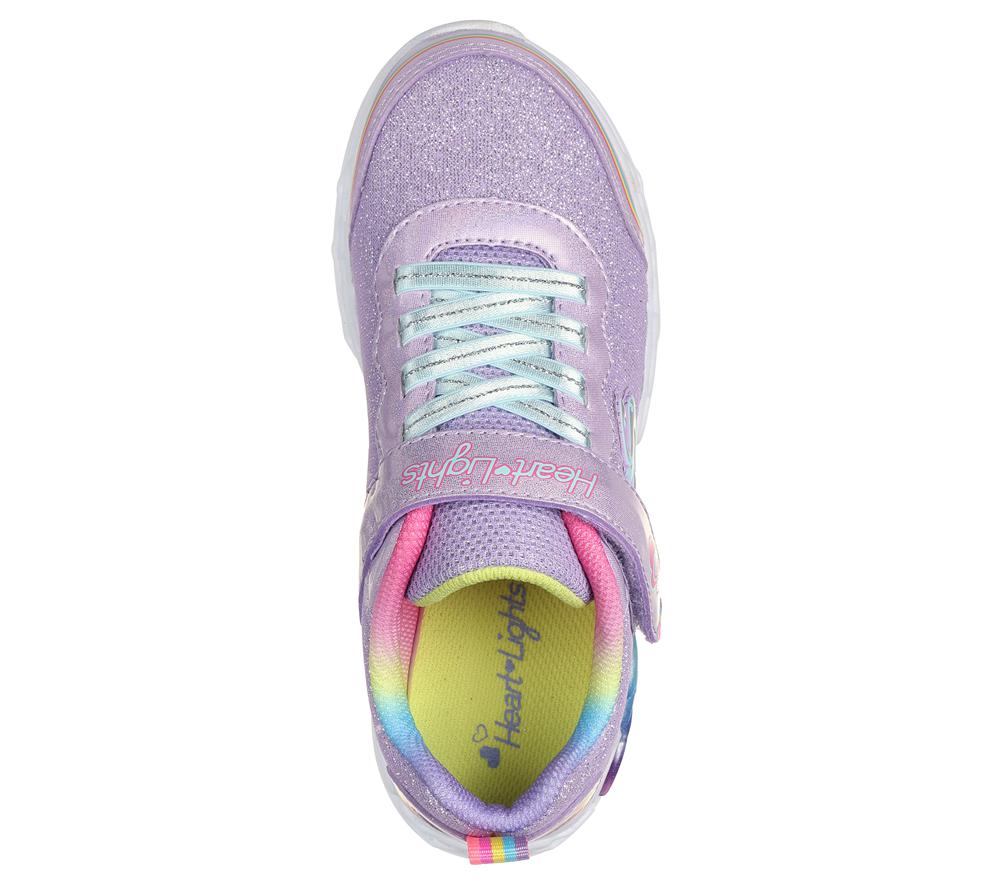 Girls's Skechers Infinite Heart Lights - Love Prism Light Up Sneakers Lavender / Multicolor  USA |  8512-TCYKB