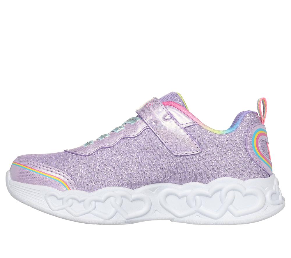 Girls's Skechers Infinite Heart Lights - Love Prism Light Up Sneakers Lavender / Multicolor  USA |  8512-TCYKB