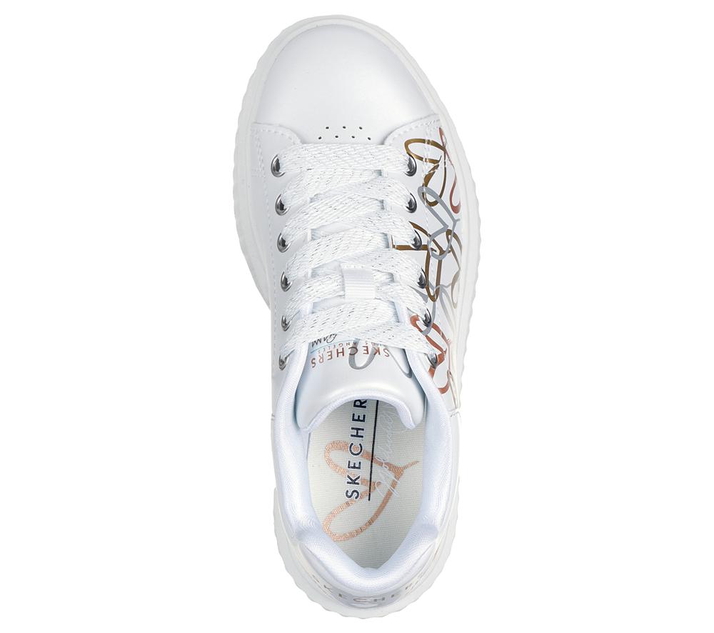 Girls's Skechers JGoldcrown: Hi Ridge Lace Up Shoes White / Gold  USA |  8971-ZMDCB