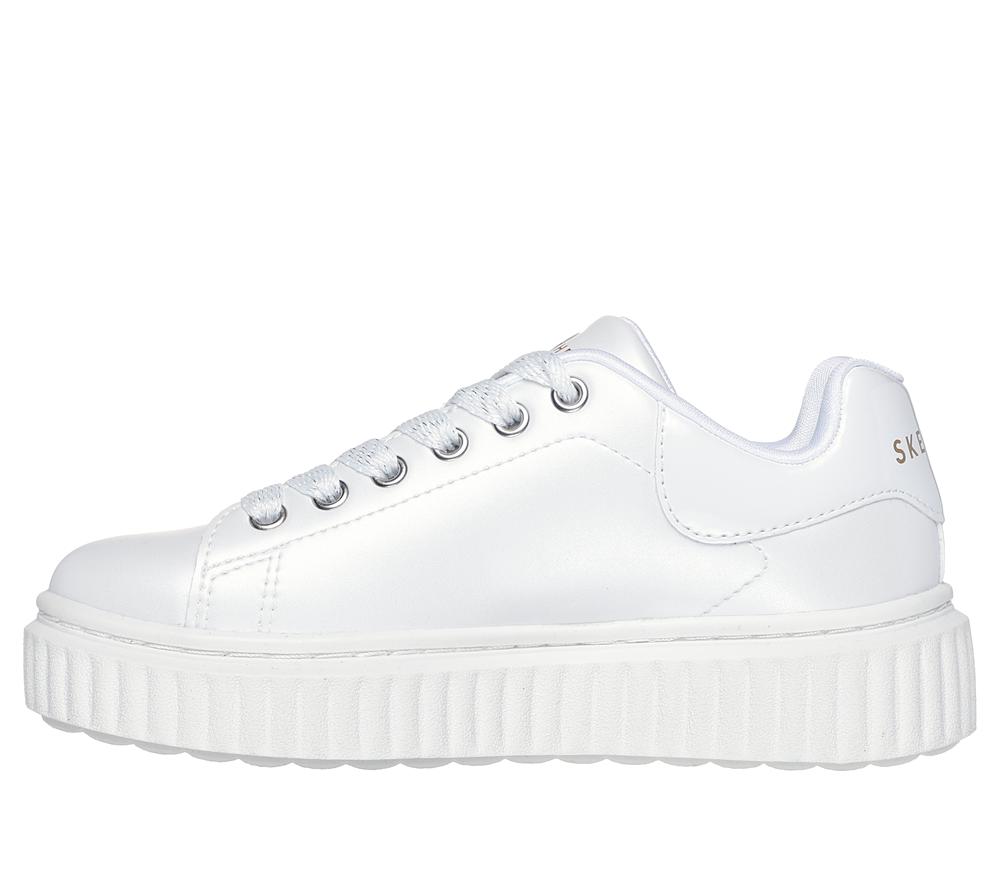 Girls's Skechers JGoldcrown: Hi Ridge Lace Up Shoes White / Gold  USA |  8971-ZMDCB
