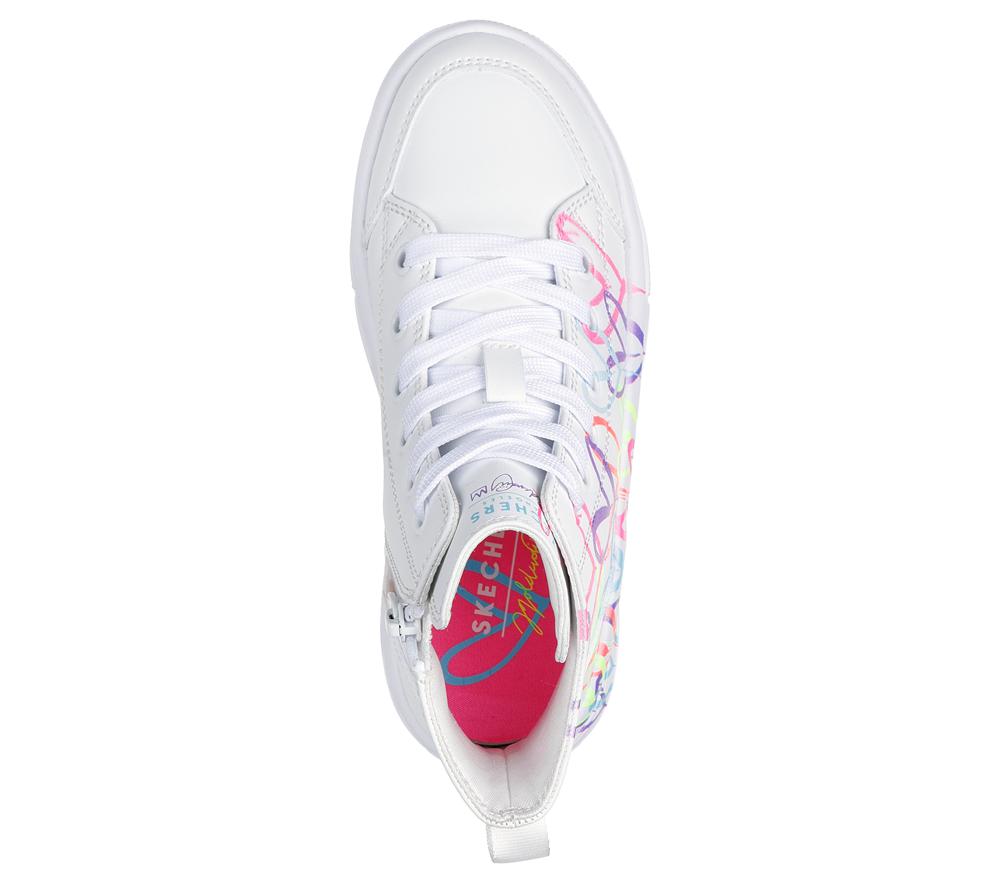 Girls's Skechers JGoldcrown: Hyperlift Sneakers White / Multicolor  USA |  2460-ZQOCF