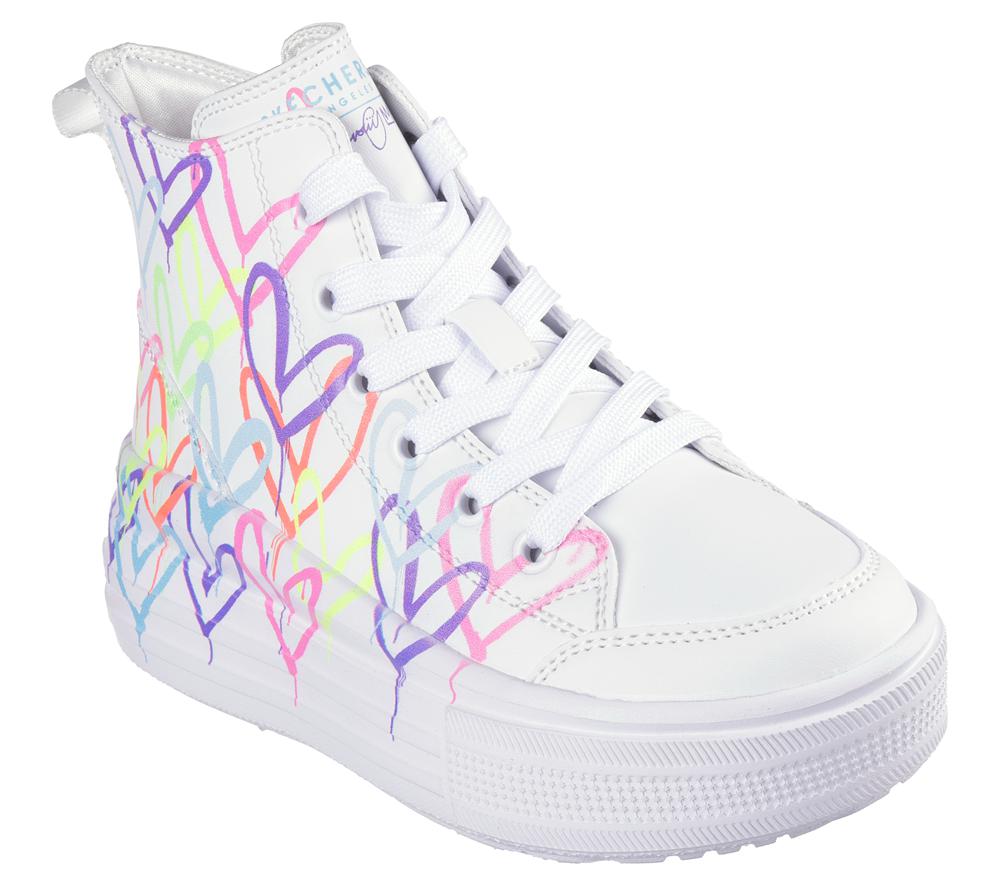 Girls's Skechers JGoldcrown: Hyperlift Sneakers White / Multicolor  USA |  2460-ZQOCF