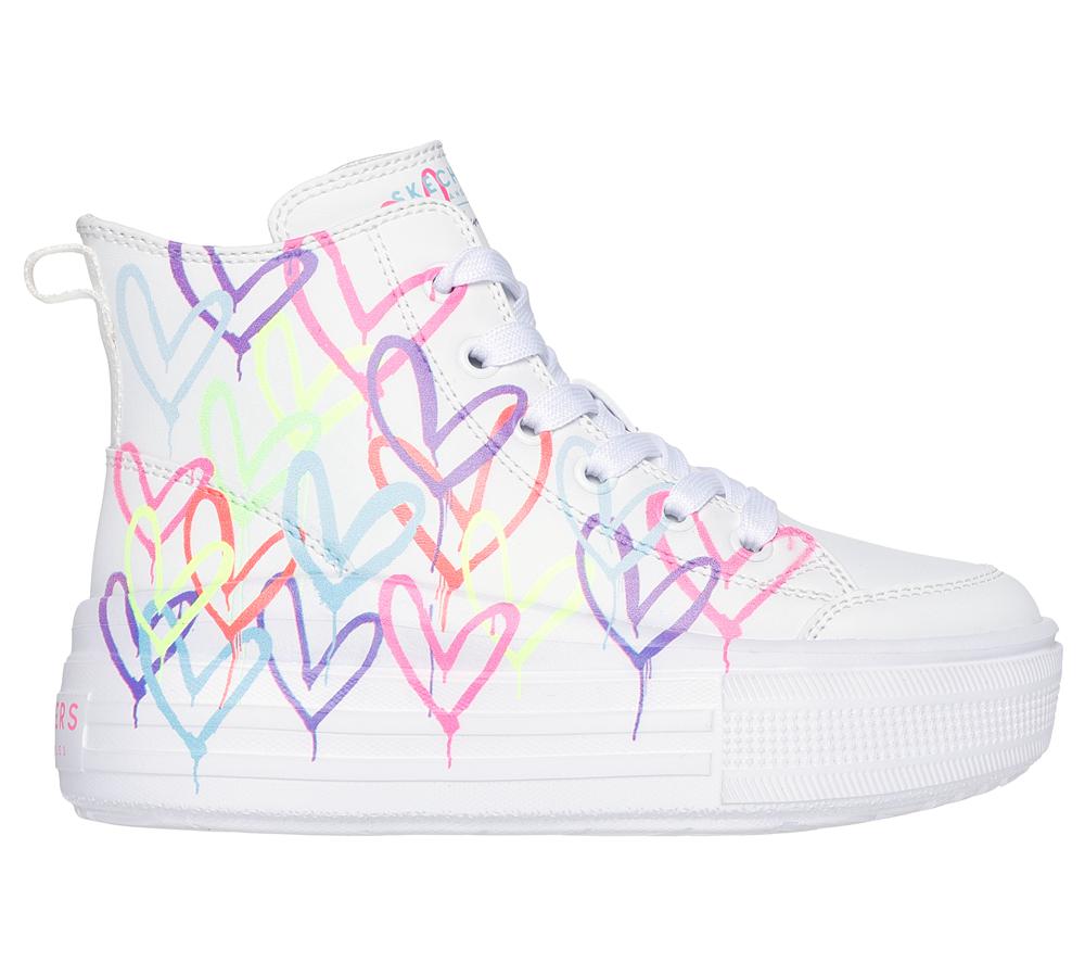 Girls\'s Skechers JGoldcrown: Hyperlift Sneakers White / Multicolor  USA |  2460-ZQOCF