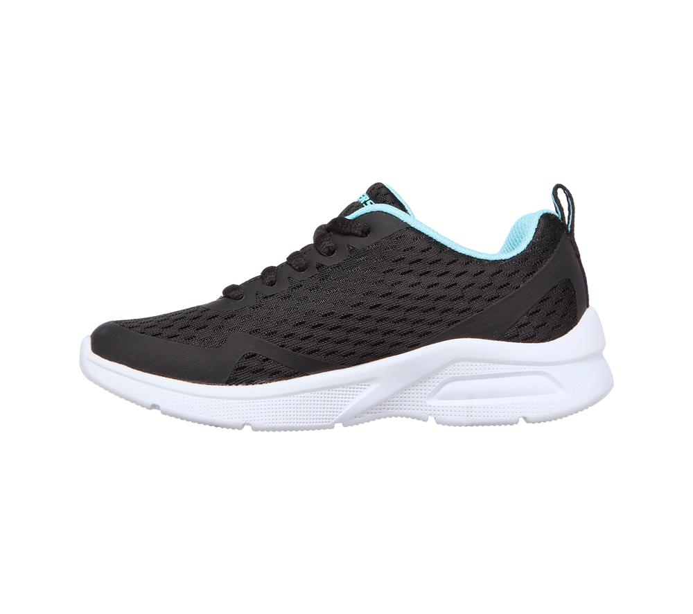 Girls's Skechers Microspec Max - Electric Jumps Lace Up Shoes Black  USA |  0691-VCPXN