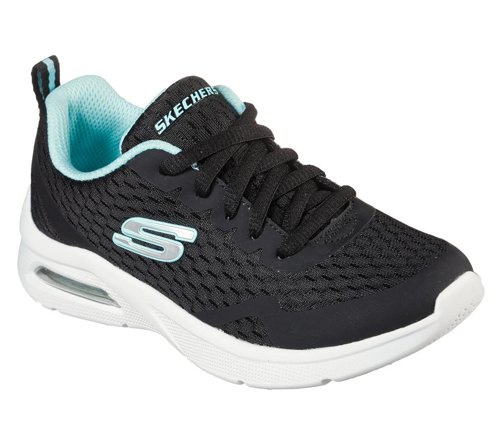 Girls's Skechers Microspec Max - Electric Jumps Lace Up Shoes Black  USA |  0691-VCPXN