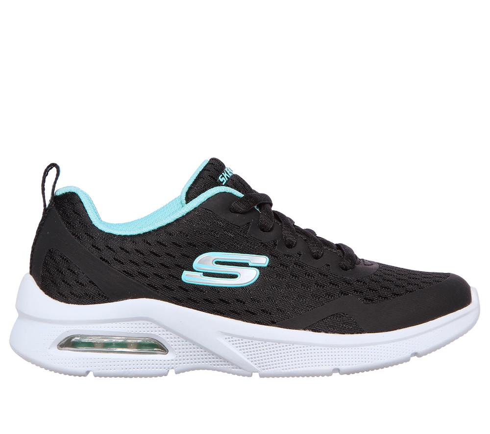 Girls\'s Skechers Microspec Max - Electric Jumps Lace Up Shoes Black  USA |  0691-VCPXN