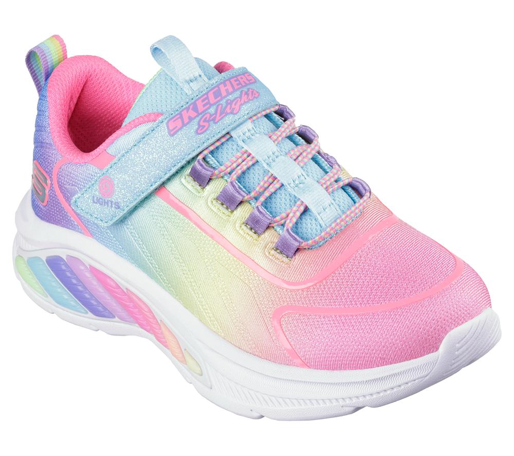 Girls's Skechers Rainbow Cruisers Light Up Sneakers Turquoise / Multicolor  USA |  2708-WYMAC