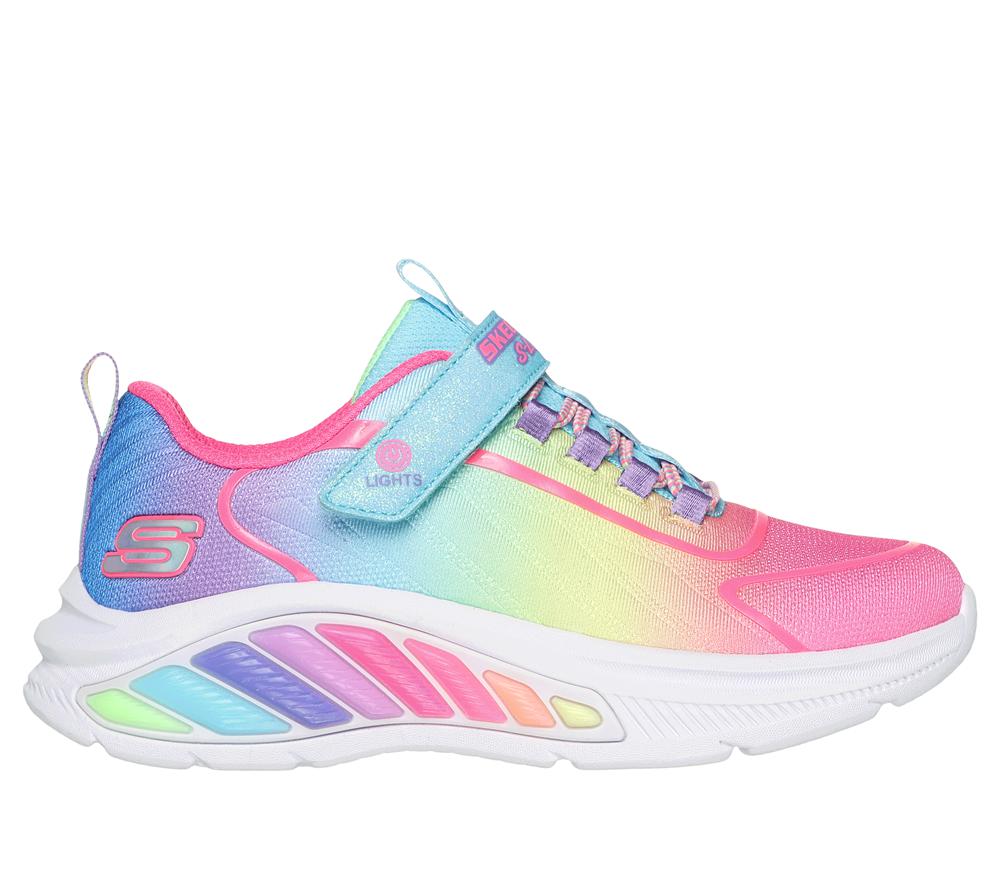 Girls\'s Skechers Rainbow Cruisers Light Up Sneakers Turquoise / Multicolor  USA |  2708-WYMAC