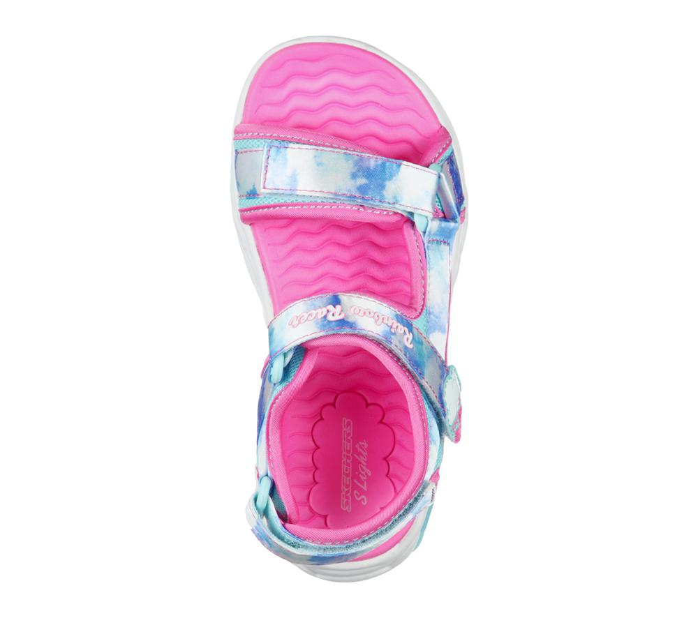 Girls's Skechers Rainbow Racer Sandal - Summer Sky Light Up Sneakers Blue  USA |  3741-WPAFY