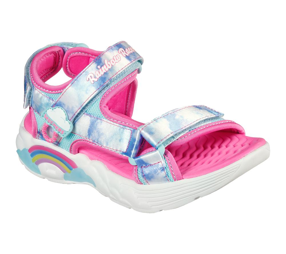 Girls's Skechers Rainbow Racer Sandal - Summer Sky Light Up Sneakers Blue  USA |  3741-WPAFY