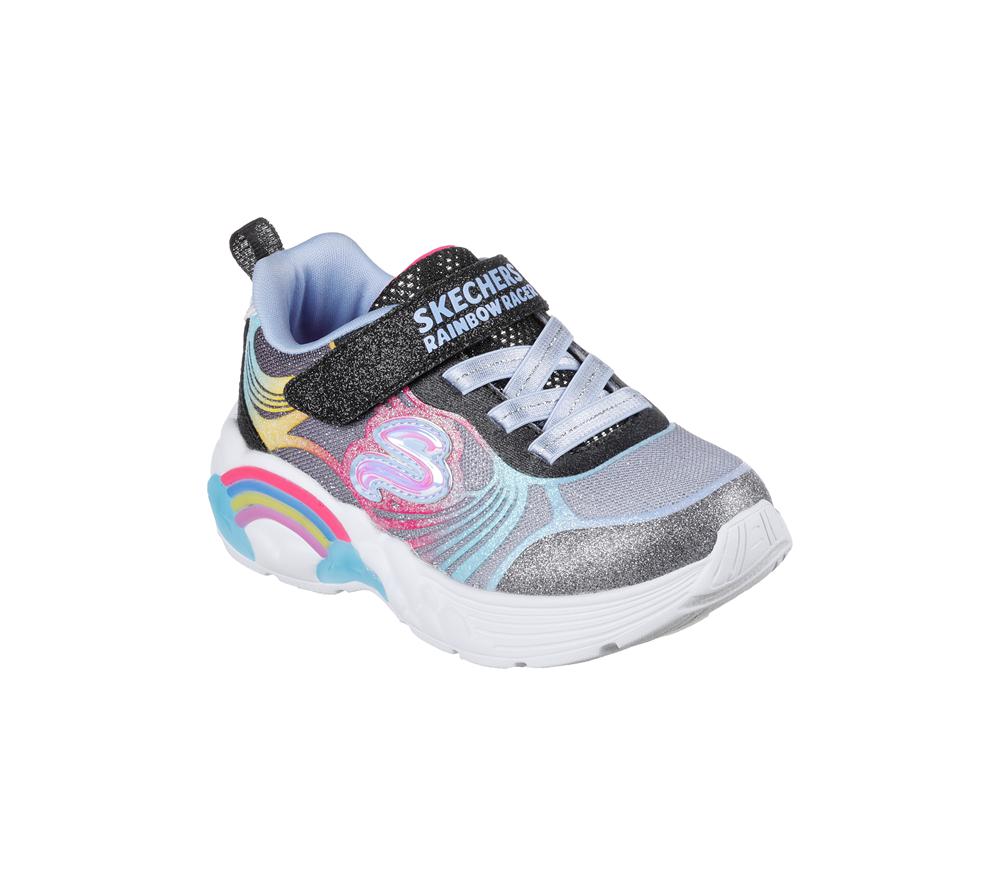 Girls's Skechers Rainbow Racer - Nova Blitz Light Up Sneakers Black / Multicolor  USA |  7810-OKDYC