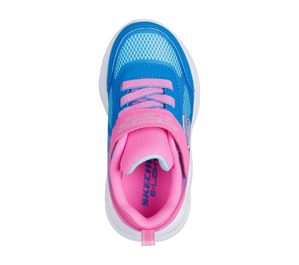 Girls's Skechers S-Lights: Sola Glow - Ombre Deluxe Sneakers Hot Pink / Blue  USA |  3082-UYFCZ
