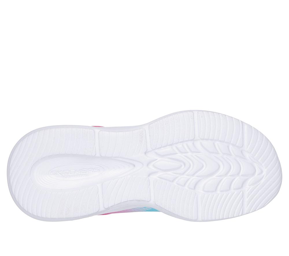 Girls's Skechers S-Lights: Sola Glow - Ombre Deluxe Light Up Sneakers Pink / Turquoise  USA |  7368-MESLF