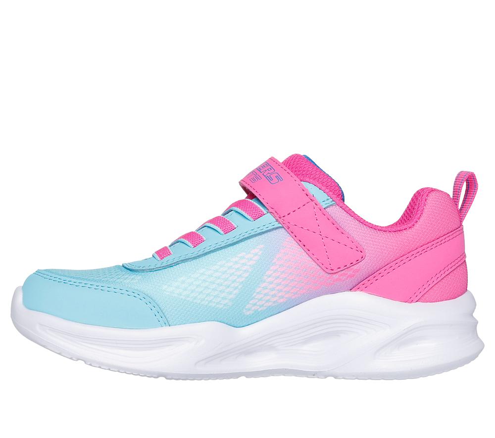 Girls's Skechers S-Lights: Sola Glow - Ombre Deluxe Light Up Sneakers Pink / Turquoise  USA |  7368-MESLF