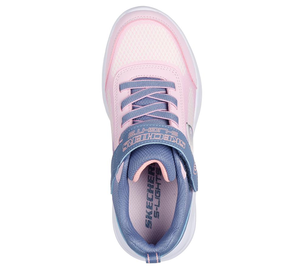 Girls's Skechers S-Lights: Sola Glow - Ombre Deluxe Light Up Sneakers Grey / Light Pink  USA |  7169-SHKWT