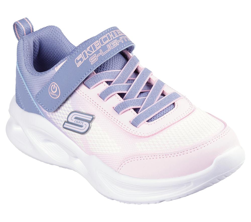 Girls's Skechers S-Lights: Sola Glow - Ombre Deluxe Light Up Sneakers Grey / Light Pink  USA |  7169-SHKWT
